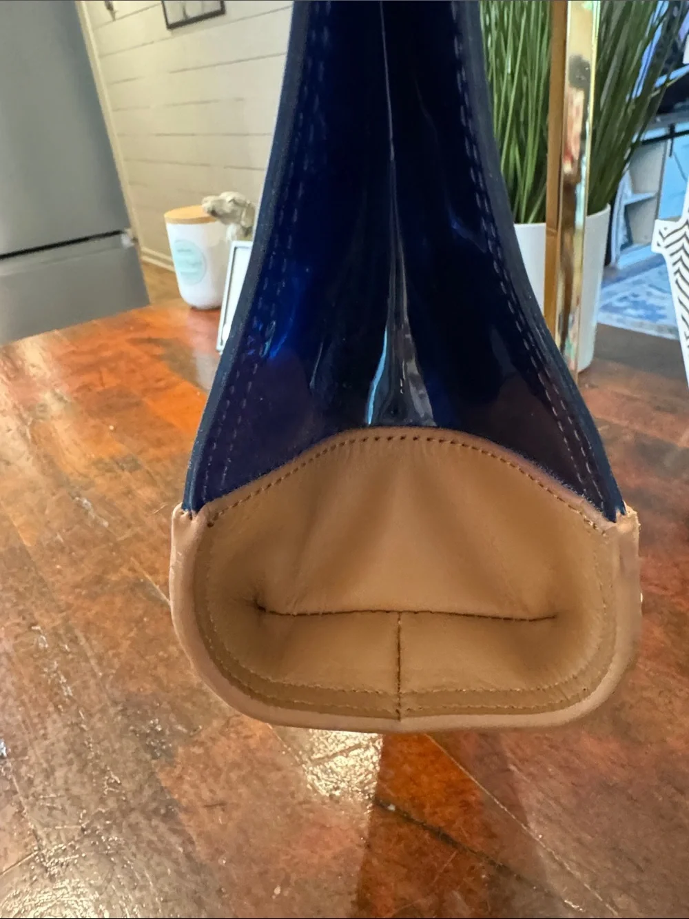 Tory Burch Navy PVC Tote with Tan Leather Trim